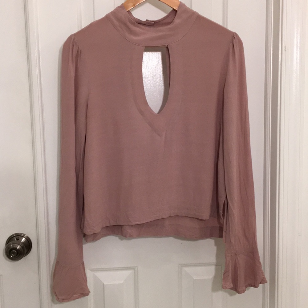 Free People Keyhole Blouse with Bell Sleeves
